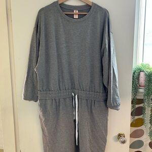 Gray Long Sleeve Smash & Tesh Casual Romper Dress
